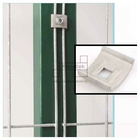 Příchytka LUK pro plotové panely | pozinkovaná | pro sloupky s kruhovým, čtvercovým i obdélníkovým profilem
