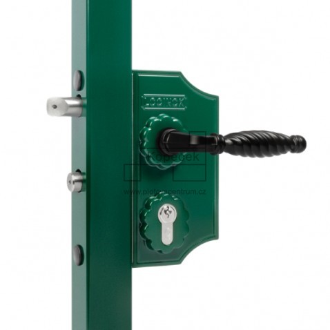 Malý ozdobný zámek LOCINOX LAKY F2 | pro hranatý profil 30-40 mm | zelená RAL 6005