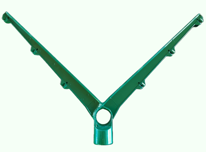 Oboustranný bavolet na 3 řady ostnatého drátu | poplastovaný | pro sloupek kruhového profilu Ø 48 mm | zelená RAL 6005