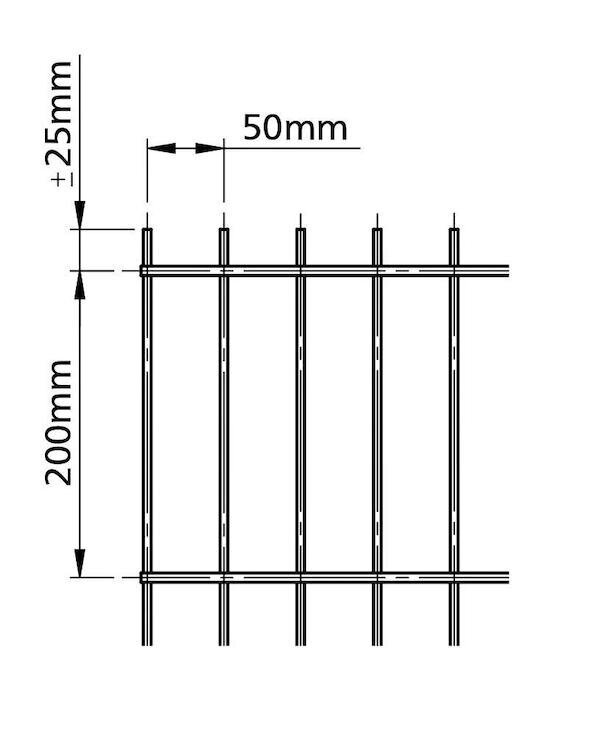 Svařovaný plotový panel BRAVO 2D bez povrchové úpravy 1630 mm | oko 50 × 200 mm | drát 2 × 6,0 mm / 5,0 mm