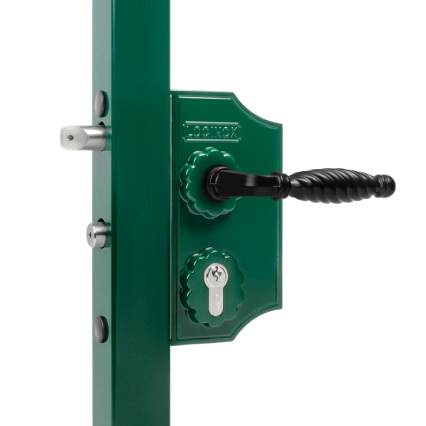 Malý ozdobný zámek LOCINOX LAKY F2 | pro hranatý profil 60-70 mm | zelená RAL 6005