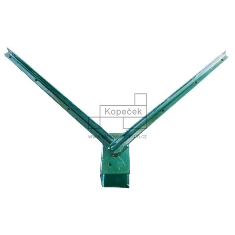 Oboustranný bavolet na 3 řady ostnatého drátu | ZN+PVC | pro sloupek obdélníkového profilu 60 x 40 mm | zelená RAL 6005