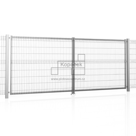 Dvoukřídlá brána BRAVO 3D pozinkovaná 3500/1530 mm | výplň svařovaný 3D panel | drát 5,0 mm
