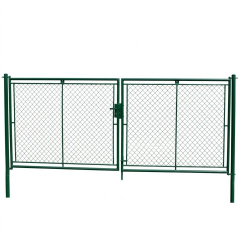 Dvoukřídlá brána PRIMA poplastovaná 3600/1600 mm | zelená RAL 6005 | výplň čtyřhranné pletivo | oko 55 × 55 mm | drát 2,7 mm