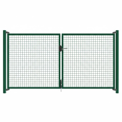 Dvoukřídlá brána FORTINET poplastovaná 4000/1950 mm | zelená | výplň svařovaná síť Fortinet Super | oko 50 × 50 mm