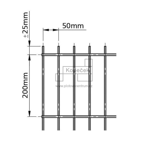 Svařovaný plotový panel BRAVO 2D bez povrchové úpravy 2430 mm | oko 50 × 200 mm | drát 2 × 6,0 mm / 5,0 mm