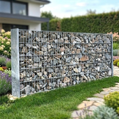 GABION SET 2D 1030mm | 2x plotový panel 2D 1030mm ZN + 2x gabion ohýbaný sloupek 1640mm ŽZN + 12x fixátor sítí ZN | BEZ KAMENÍ!