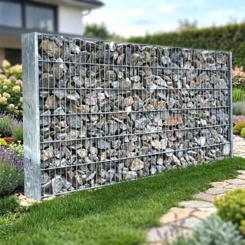 GABION SET 2D 1230mm | 2x plotový panel 2D 1230mm ZN + 2x gabion ohýbaný sloupek 1640mm ŽZN + 12x fixátor sítí ZN | BEZ KAMENÍ!