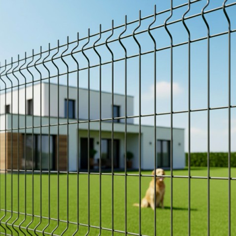 Svařovaný plotový panel BRAVO 3D LIGHT poplastovaný 1230 mm s vodorovným prolisem | antracitová šedá RAL 7016 | oko 50 × 200 mm | drát 4,0 mm