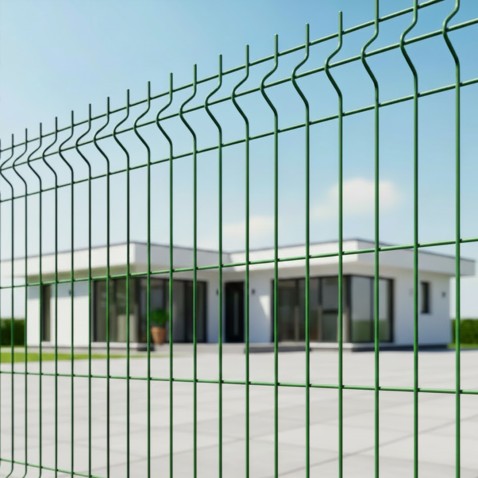 Svařovaný plotový panel BRAVO 3D LIGHT poplastovaný 2030 mm s vodorovným prolisem | zelená RAL 6005 | oko 50 × 200 mm | drát 4,0 mm